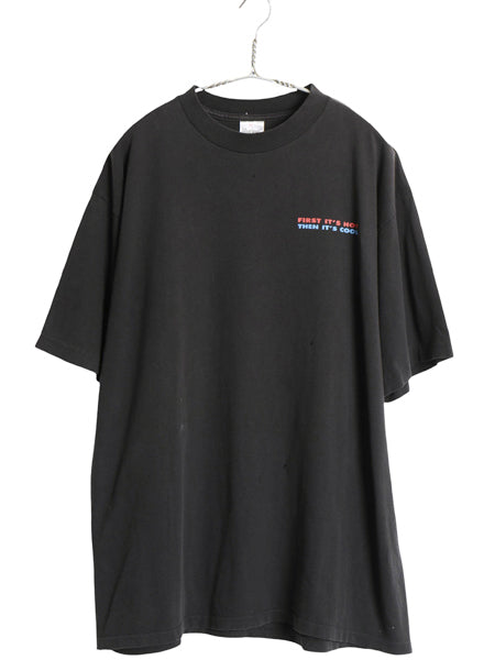 90s USA製 企業 両面 プリント 半袖 Tシャツ メンズ XL / 古着 オールド メッセージ グラフィック シングルステッチ 大きいサイズ ブラック
