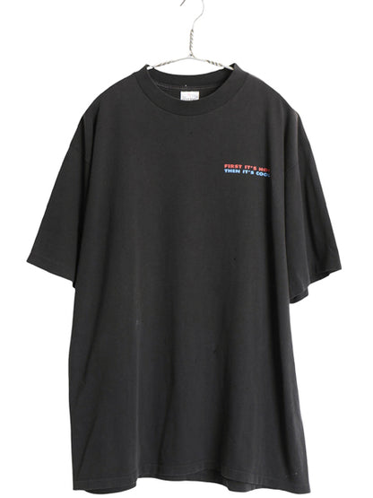 90s USA製 企業 両面 プリント 半袖 Tシャツ メンズ XL / 古着 オールド メッセージ グラフィック シングルステッチ 大きいサイズ ブラック