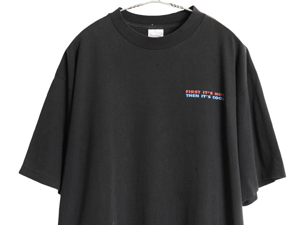 90s USA製 企業 両面 プリント 半袖 Tシャツ メンズ XL / 古着 オールド メッセージ グラフィック シングルステッチ 大きいサイズ ブラック