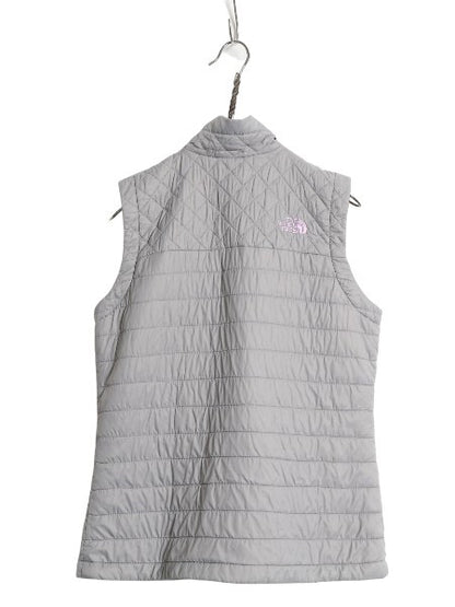 ノースフェイス 中綿 ナイロン ベスト キッズ XL レディース M 程/ アウトドア 重ね着 前開き フルジップ ハイネック キルティング グレー