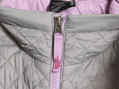 ノースフェイス 中綿 ナイロン ベスト キッズ XL レディース M 程/ アウトドア 重ね着 前開き フルジップ ハイネック キルティング グレー