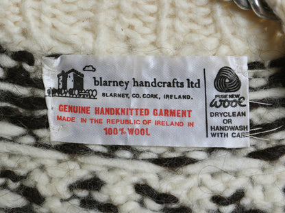 70s アイルランド製 ノルディック ニット セーター メンズ S レディース M ヴィンテージ ハンドメイド ウール 丸ヨーク 求心柄 ローゲージ