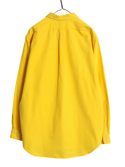90s ラルフローレン シャモア クロス 長袖 ボタンダウン シャツ メンズ XL オールド ポロ ネルシャツ ワンポイント ポニー 大きいサイズ 黄