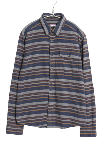 パタゴニア ロングスリーブ フィヨルド フランネル シャツ メンズ S 古着 16年製 アウトドア ボーダー ネルシャツ 長袖シャツ マルチカラー