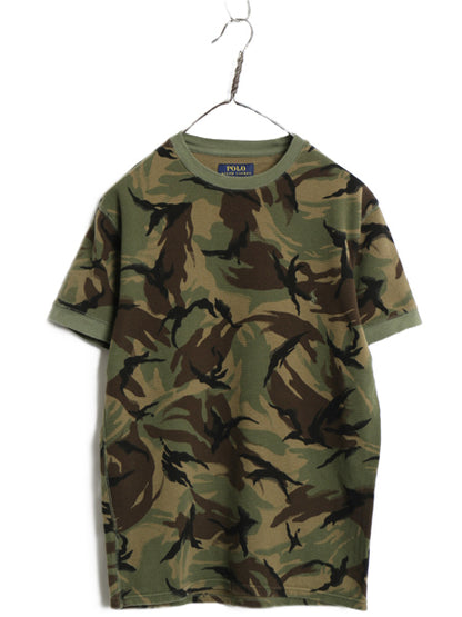 ポロ ラルフローレン 迷彩 半袖 サーマル Tシャツ メンズ M / ワッフル コットン カットソー ワンポイント ストレッチ 総柄 マルチカラー