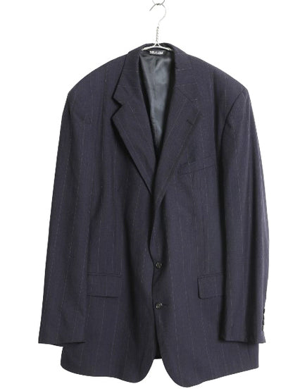 90s USA製 POLO UNIVERSITY CLUB ラルフローレン テーラード ジャケット メンズ XL 程/ オールド ポロ ブレザー スーツ ウール ストライプ