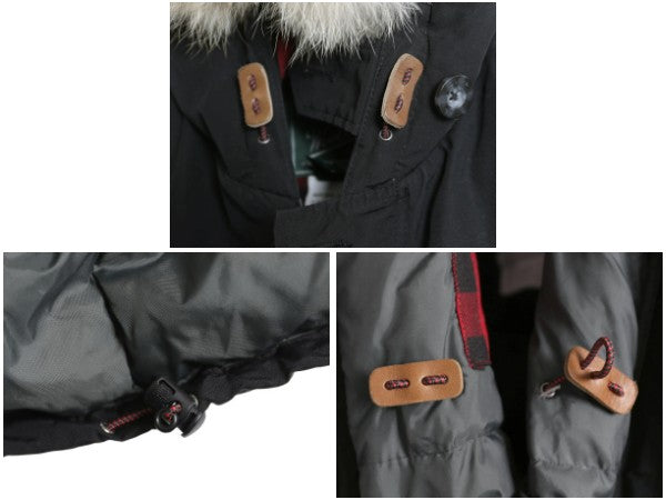 ウールリッチ アークティック パーカー メンズ L アウトドア ダウン ジャケット ハーフ コート フルジップ 脱着 ファー付き マンパ 黒 防寒