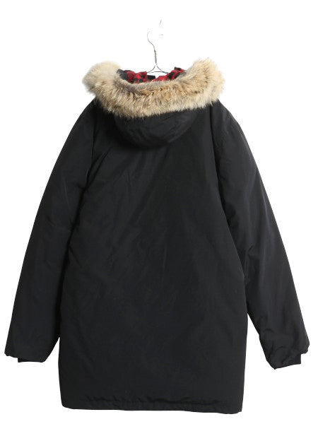 ウールリッチ アークティック パーカー メンズ L アウトドア ダウン ジャケット ハーフ コート フルジップ 脱着 ファー付き マンパ 黒 防寒