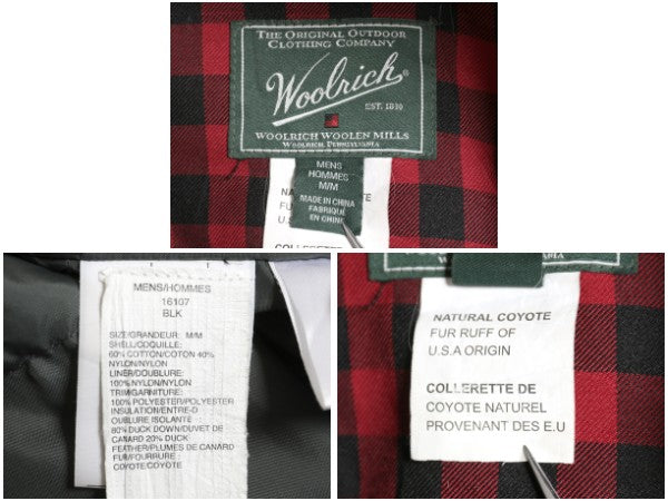 ウールリッチ アークティック パーカー メンズ L アウトドア ダウン ジャケット ハーフ コート フルジップ 脱着 ファー付き マンパ 黒 防寒