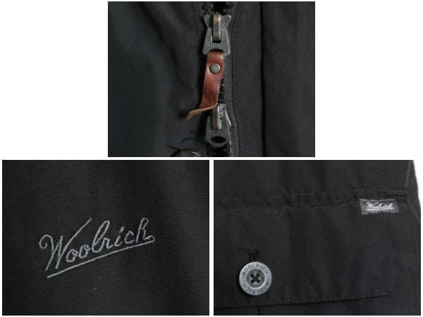 ウールリッチ アークティック パーカー メンズ L アウトドア ダウン ジャケット ハーフ コート フルジップ 脱着 ファー付き マンパ 黒 防寒