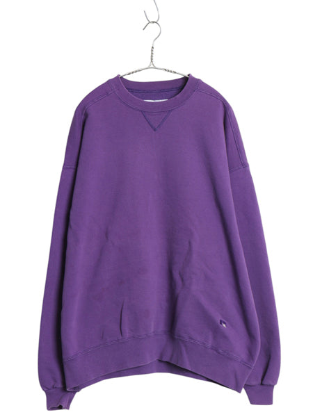 90s USA製 ラッセル 無地 スウェット メンズ レディース XXL / オールド トレーナー 前V ブランク 裏起毛 大きいサイズ ヘビーウェイト 紫