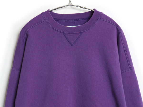 90s USA製 ラッセル 無地 スウェット メンズ レディース XXL / オールド トレーナー 前V ブランク 裏起毛 大きいサイズ ヘビーウェイト 紫