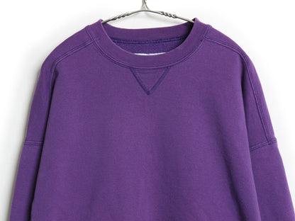 90s USA製 ラッセル 無地 スウェット メンズ レディース XXL / オールド トレーナー 前V ブランク 裏起毛 大きいサイズ ヘビーウェイト 紫