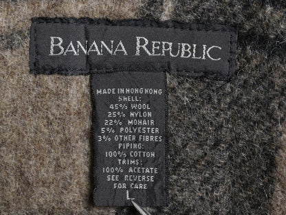 00s バナナリパブリック ダッフル コート メンズ L 古着 オールド アウトドア ウール モヘア ロング チェック ライナー フルジップ 無地 灰