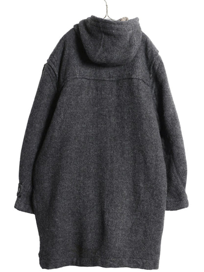 00s バナナリパブリック ダッフル コート メンズ L 古着 オールド アウトドア ウール モヘア ロング チェック ライナー フルジップ 無地 灰