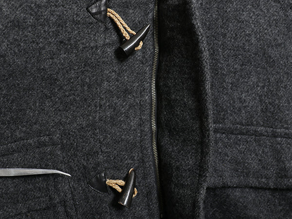 00s バナナリパブリック ダッフル コート メンズ L 古着 オールド アウトドア ウール モヘア ロング チェック ライナー フルジップ 無地 灰