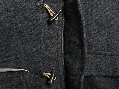 00s バナナリパブリック ダッフル コート メンズ L 古着 オールド アウトドア ウール モヘア ロング チェック ライナー フルジップ 無地 灰