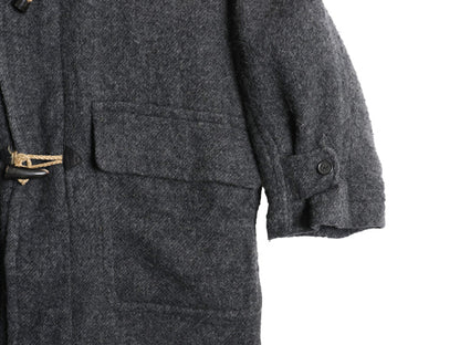 00s バナナリパブリック ダッフル コート メンズ L 古着 オールド アウトドア ウール モヘア ロング チェック ライナー フルジップ 無地 灰