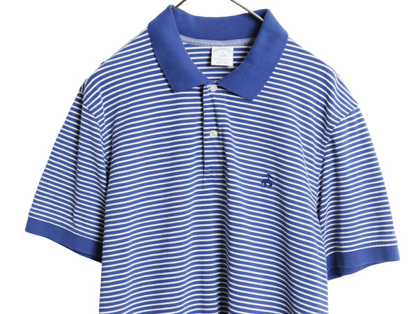 ブルックスブラザーズ ボーダー 鹿の子 半袖 ポロシャツ メンズ XL / 古着 半袖シャツ コットン カットソー スリム フィット 大きいサイズ