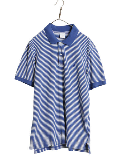 ブルックスブラザーズ ボーダー 鹿の子 半袖 ポロシャツ メンズ XL / 古着 半袖シャツ コットン カットソー スリム フィット 大きいサイズ