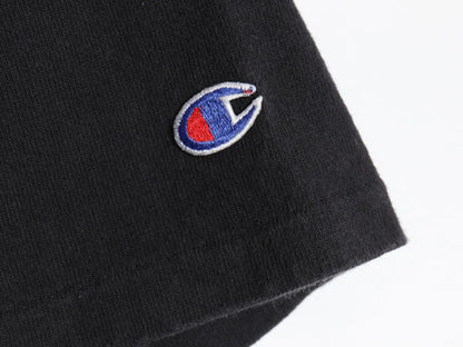 90s チャンピオン スクリプト ロゴ プリント 半袖 Tシャツ メンズ XL 古着 オールド 100% ヘビーウェイト コットン 目付き 大きいサイズ 黒
