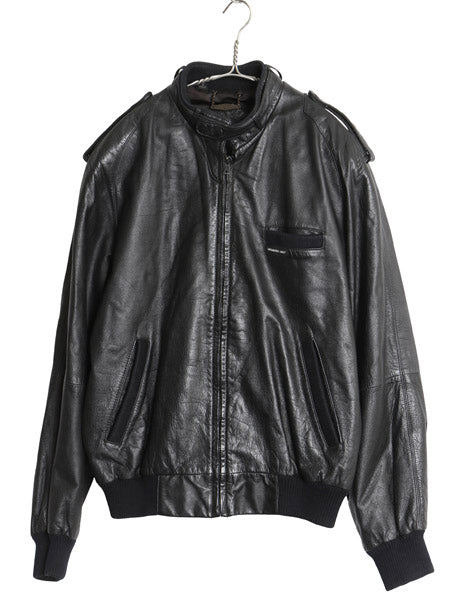90s メンバーズオンリー 本革 レザー レーシング ジャケット メンズ M / オールド 革ジャン シングル ライダース オールレザー ブルゾン 黒