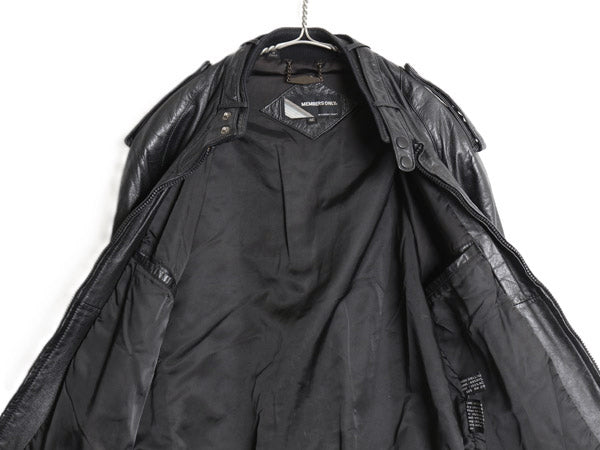 90s メンバーズオンリー 本革 レザー レーシング ジャケット メンズ M / オールド 革ジャン シングル ライダース オールレザー ブルゾン 黒