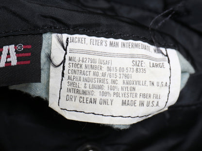 80s 90s USA製 ALPHA INDUSTRIES 社製 MA-1 フライト ジャケット メンズ L オールド ヴィンテージ 民間 ボンバー ブルゾン ミリタリー 黒