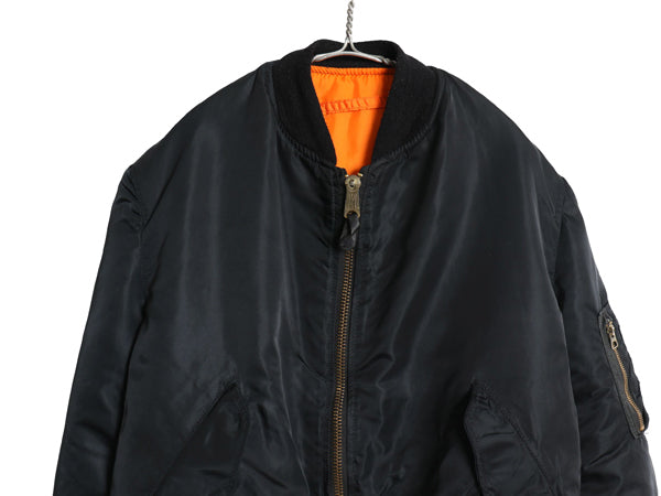 80s 90s USA製 ALPHA INDUSTRIES 社製 MA-1 フライト ジャケット メンズ L オールド ヴィンテージ 民間 ボンバー ブルゾン ミリタリー 黒