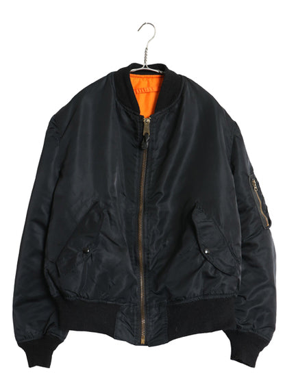 80s 90s USA製 ALPHA INDUSTRIES 社製 MA-1 フライト ジャケット メンズ L オールド ヴィンテージ 民間 ボンバー ブルゾン ミリタリー 黒
