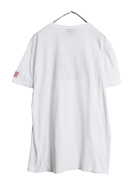 90s USA製 ポロスポーツ ラルフローレン プリント 半袖 Tシャツ メンズ M オールド ポロ 星条旗 カットソー クルーネック シングルステッチ