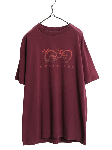 90s 00s ★ ブルースリー イラスト プリント Tシャツ メンズ XL / 古着 オールド オフィシャル ムービー 映画 俳優 ドラゴン グラフィック
