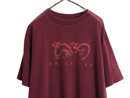 90s 00s ★ ブルースリー イラスト プリント Tシャツ メンズ XL / 古着 オールド オフィシャル ムービー 映画 俳優 ドラゴン グラフィック