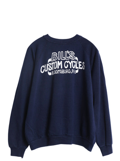 70s USA製 モト グッツィ イラスト プリント スウェット L 小さめ メンズ S 程 ヴィンテージ バイク グラフィック トレーナー 裏起毛 紺