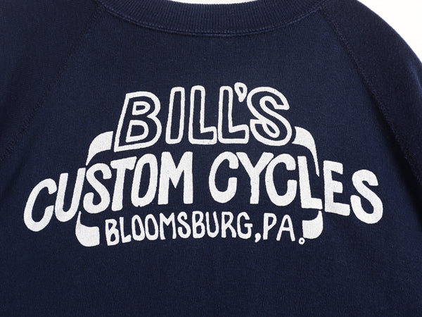 70s USA製 モト グッツィ イラスト プリント スウェット L 小さめ メンズ S 程 ヴィンテージ バイク グラフィック トレーナー 裏起毛 紺