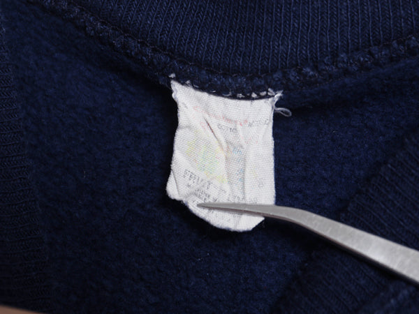 70s USA製 モト グッツィ イラスト プリント スウェット L 小さめ メンズ S 程 ヴィンテージ バイク グラフィック トレーナー 裏起毛 紺