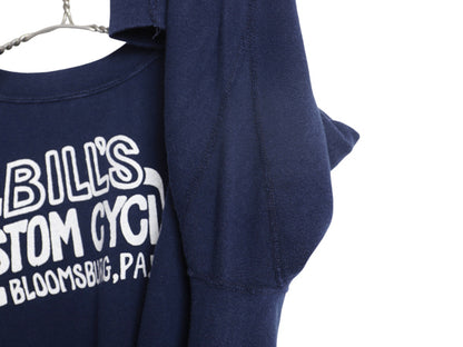 70s USA製 モト グッツィ イラスト プリント スウェット L 小さめ メンズ S 程 ヴィンテージ バイク グラフィック トレーナー 裏起毛 紺