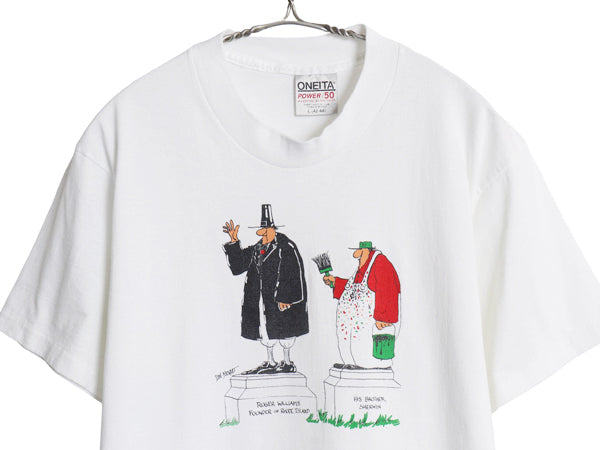 90s ジョーク キャラクター イラスト プリント Tシャツ メンズ L オールド 企業 アート グラフィック ヘビーウェイト シングルステッチ 白