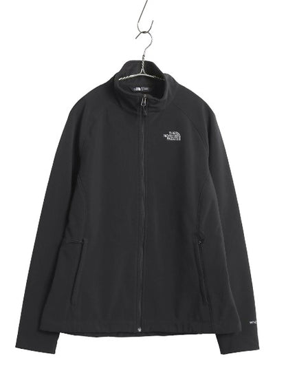 US企画 ノースフェイス APEX ソフトシェル ジャケット レディース L / アウトドア 裏 フリース 防風 ストレッチ ジャンパー フルジップ 黒