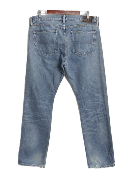 ポロ ラルフローレン デニム パンツ メンズ 34 30 / 古着 ヴィンテージ 加工 ジーンズ ジーパン スリム ストレート 革パッチ ヒゲ ボトムス