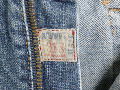 ポロ ラルフローレン デニム パンツ メンズ 34 30 / 古着 ヴィンテージ 加工 ジーンズ ジーパン スリム ストレート 革パッチ ヒゲ ボトムス
