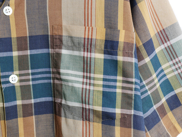 60s 70s ★ マドラス チェック 半袖 シャツ メンズ XL / ヴィンテージ ボックス シワになりにくい マルチカラー ポケット付き 大きいサイズ