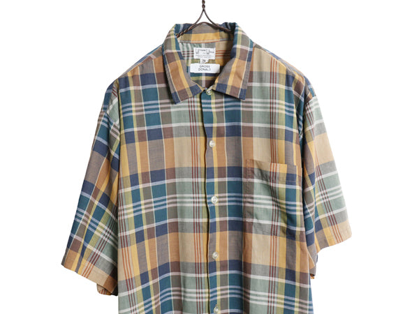 60s 70s ★ マドラス チェック 半袖 シャツ メンズ XL / ヴィンテージ ボックス シワになりにくい マルチカラー ポケット付き 大きいサイズ