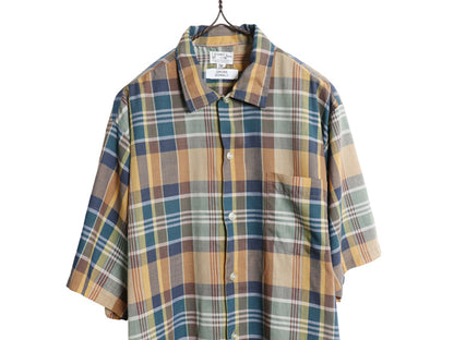 60s 70s ★ マドラス チェック 半袖 シャツ メンズ XL / ヴィンテージ ボックス シワになりにくい マルチカラー ポケット付き 大きいサイズ