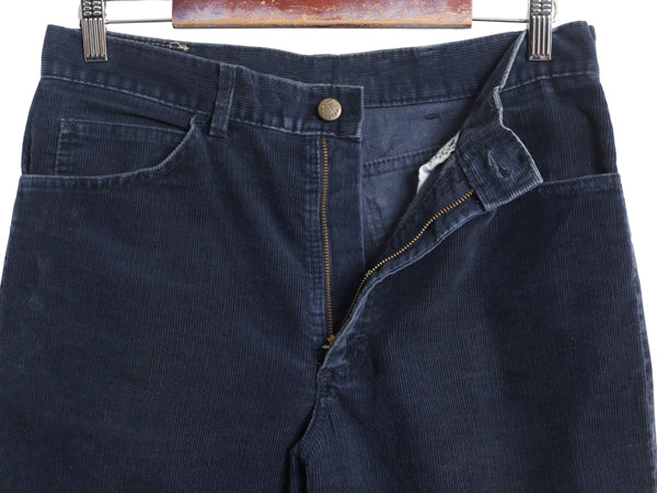 80s USA製 リー 200 コーデュロイ パンツ メンズ 32 30 / 古着 ヴィンテージ スリム ストレート コーズ ノータック 細畝 ボトムス ネイビー