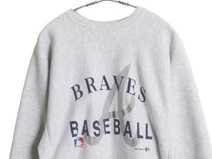 90s USA製 チャンピオン リバースウィーブ ブレーブス プリント スウェット メンズ XL オールド MLB オフィシャル 野球 トレーナー 裏起毛