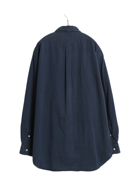90s ラルフローレン 長袖 ボタンダウン シャツ メンズ L 古着 オールド ポロ 長袖シャツ コットン チノ ワイシャツ ワンポイント ネイビー