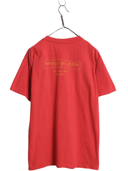 90s USA製 ネコ ドッグ 企業 イラスト プリント Tシャツ メンズ レディース L オールド アニマル キャラクター アート シングルステッチ 赤