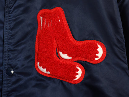 90s USA製 レッドソックス ナイロン サテン スタジャン メンズ L 古着 オールド MLB オフィシャル スターター 中綿 キルティング ライナー