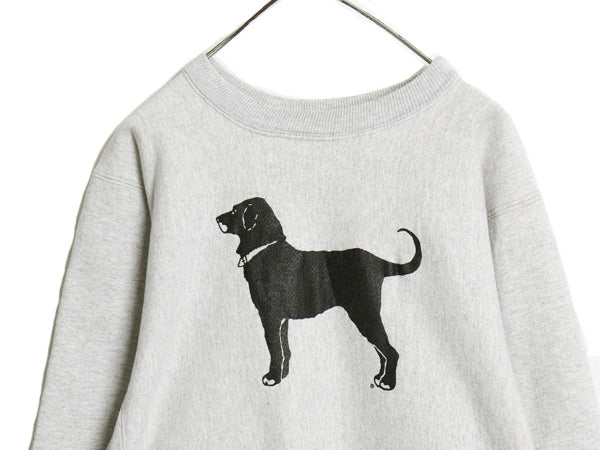 90s The Black Dog ドッグ プリント スウェット メンズ レディース L 程 古着 オールド トレーナー 裏起毛 ヘビーウェイト リバース タイプ